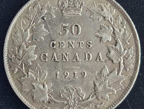 Canada AU55 1919 George V Silver 50 Cents