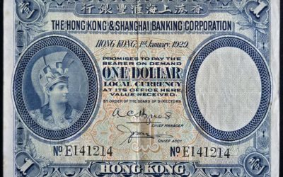 Hong Kong VF+ 1 Jan 1929 $1 HK&S Banknote