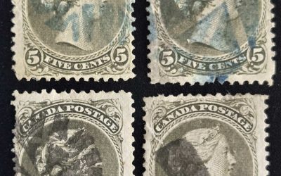 Canada #26 Fine fancy cork Used 1875 5c LQ quartet
