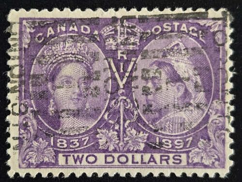 Canada #62 Fine roller Used 1897 $2 Jubilee