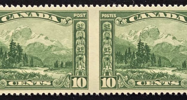 Canada #155b VFNH 1928 10c Perf by Imperf Pair, 250 made