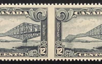 Canada #156b VFNH 1929 12c Perf by Imperf Pair, 250 made