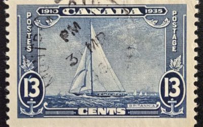 Canada #216i Fine+ Used 1935 13c Shilling Mark Variety