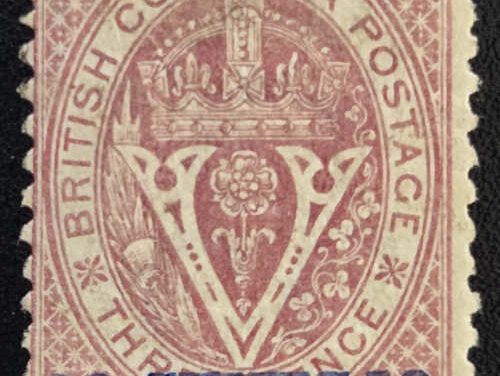 British Columbia #15 Fine Mint OG 1869 10c on 3d