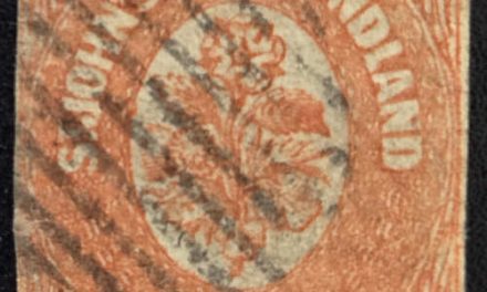 Newfoundland #13 Good Used 1860 6d, pencil notes