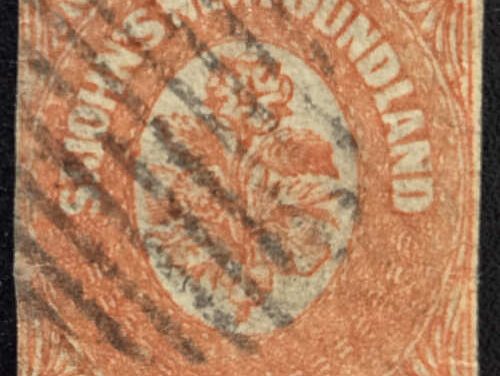 Newfoundland #13 Good Used 1860 6d, pencil notes