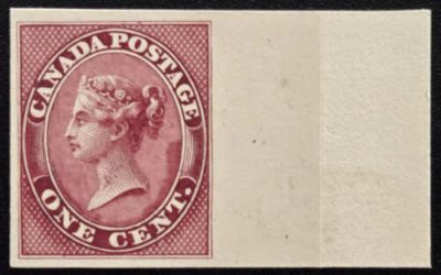 Canada #14P VF 1859/67 Rt Margin 1c Plate Proof shade