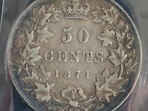 Canada ICCS VF20 1871H Victoria Silver 50 Cents