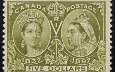 Canada #65 Fine+ Unused 1897 $5 Jubilee, 16,500 issued