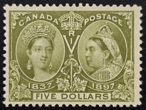 Canada #65 Fine+ Unused 1897 $5 Jubilee, 16,500 issued