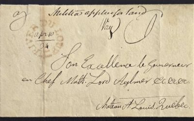 Lower Canada 10 Apr 1834 9d Prestamp Militia Application Way Letter