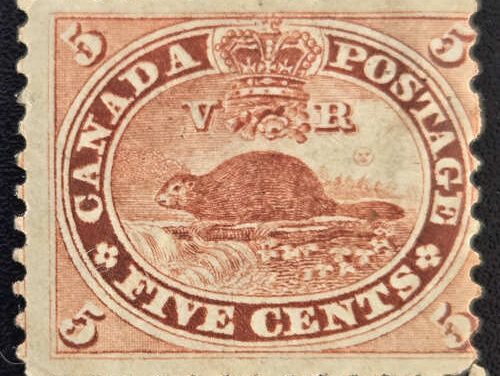 Canada #15x Fine Mont HR 1859 5c Beaver Imprint