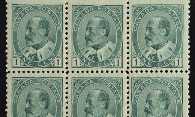 Canada #89iv Fine+ 2 NH 1903 1c Plate 42 Hairlines Block (6)