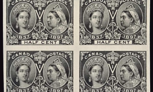 Canada #50P VF 1897 1/2c Jubilee Plate Proof Block (4)