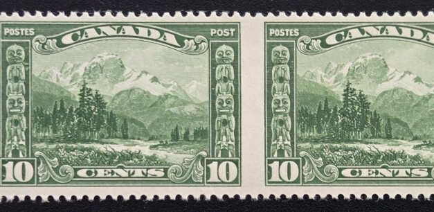 Canada #155b VFNH 1928 10c Perf by Imperf Pair, 250 made