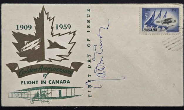 J.A. McCurdy signed 1959 5c Silver Dart FDC and insert