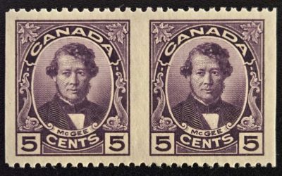 Canada #146b VFNH 1927 5c McGee Perf by Imperf Pair
