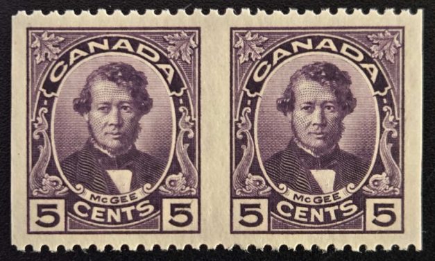 Canada #146b VFNH 1927 5c McGee Perf by Imperf Pair