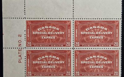 Canada #E4 F/VF Mint 1930 20c UL Plate 2 Block (4)
