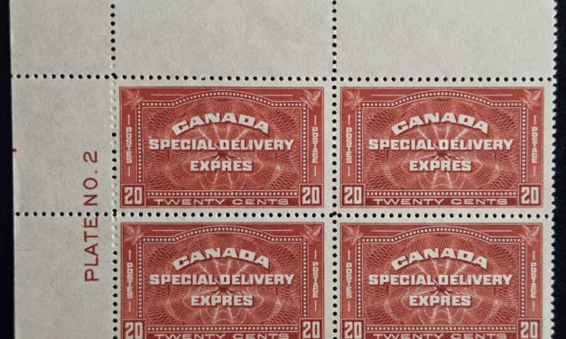 Canada #E4 F/VF Mint 1930 20c UL Plate 2 Block (4)