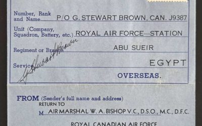 Billy Bishop signed 15 Jun 1942 10c 1st Day Lettersheet to Egypt