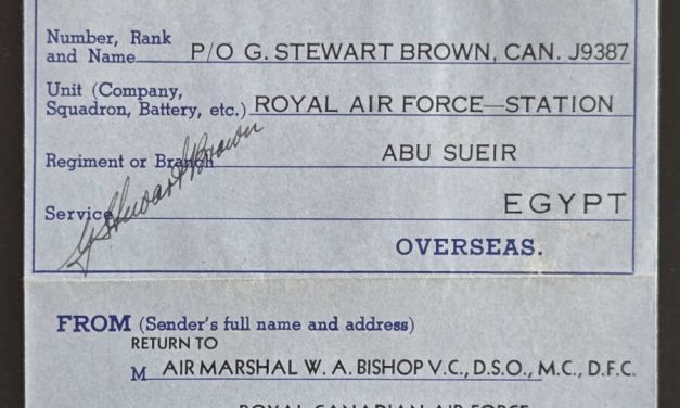 Billy Bishop signed 15 Jun 1942 10c 1st Day Lettersheet to Egypt