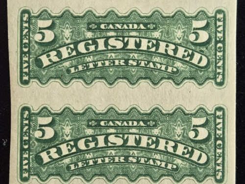Canada #F2c VF Mint HR 1876 5c Imperf Pair, backstamp