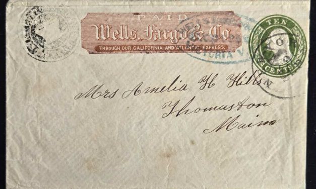 Wells Fargo Express 10c Victoria Cover to Maine, 7 recorded with Customs seal, ex Dale-Lichtenstein