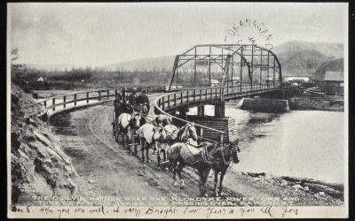 Ogilvie Bridge 13 Dec 1907 1c Dawson Postcard to Okanagan Centre