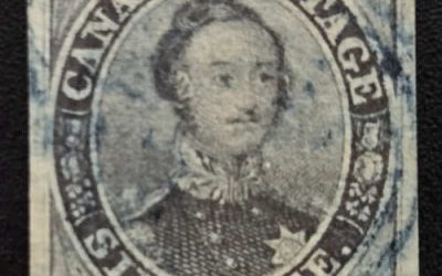Canada #2 VF blue target Used 1851 6d Albert, well centered