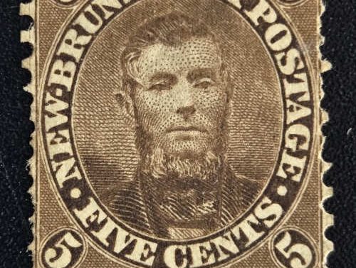 New Brunswick #5 Fine Unu 1860 5c Connell, signed Gibbons