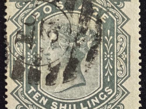 G.B. #74 Fine Used 1878 10/- QV Plate 1