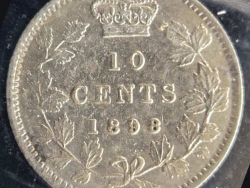 Canada ICCS AU55 1898 Victoria Silver Obverse 6 10 Cents