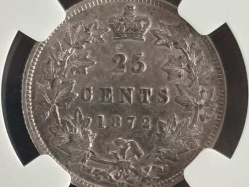 Canada NGC XF45 1872H Victoria Silver 25 Cents