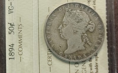 Canada ICCS VG10 1894 Victoria Silver 50 Cents