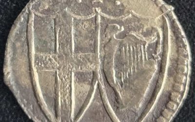 Commonwealth VF 1649 Silver Penny w/ St. George’s Cross, Irish Harp