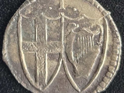 Commonwealth VF 1649 Silver Penny w/ St. George’s Cross, Irish Harp