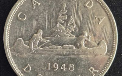 Canada XF 1948 George VI Voyageur Silver Dollar, 18,780 minted