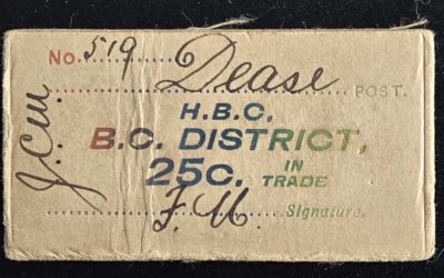 H.B.C. Dease Post pre-1926 25c Card Money from Hodgkinson find
