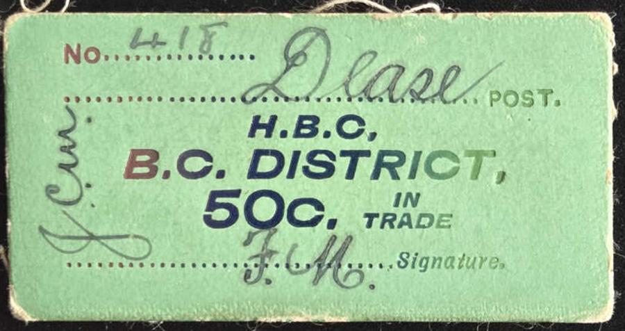 H.B.C. Dease Post pre-1926 50c Card Money from Hodgkinson find