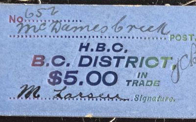 H.B.C. McDames Creek Post pre-1926 $5 Card Money ex Hodgkinson