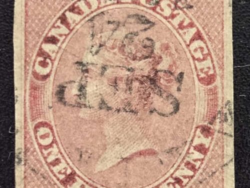 Canada #8 VF 24 Sep 1857 Used 1/2d Rose