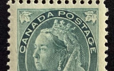 Canada #75 VFNH top margin Imprint 1898 1c Qv Numeral