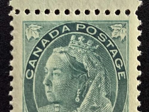 Canada #75 VFNH top margin Imprint 1898 1c Qv Numeral