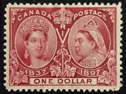 Canada #61 F/VF Mint HR 1897 $1 Jubilee, 24,900 printed