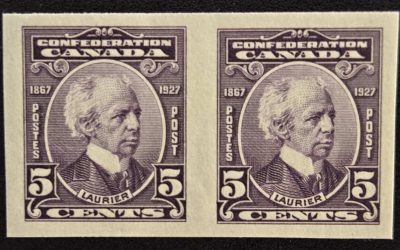 Canada #144a VFNH 1927 5c Laurier Imperf Pair, 250 made