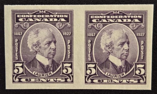 Canada #144a VFNH 1927 5c Laurier Imperf Pair, 250 made