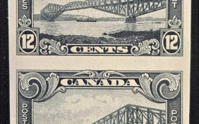 Canada #156a VFNH 1929 12c Quebec Bridge Imperf Pair