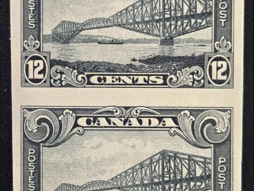 Canada #156a VFNH 1929 12c Quebec Bridge Imperf Pair