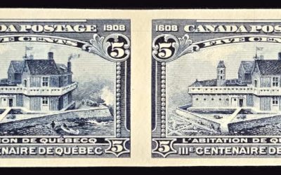 Canada #99ii VF Unu 1908 5c Imperf Pair issued w/o gum, 50 pairs issued